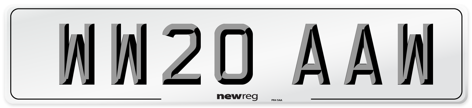 WW20 AAW Number Plate from New Reg